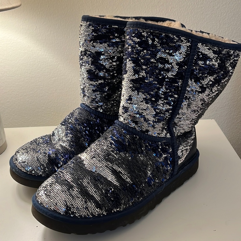 Blue sequin classic ugh boots size 9